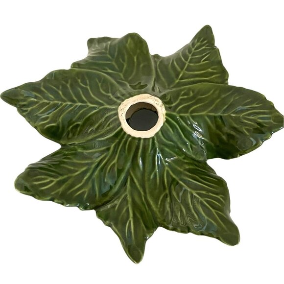 Handmade Hawaiian Ceramic Flower Tropical Hibiscus Peach Green Leaf Floral GIFT - Picture 7 of 10